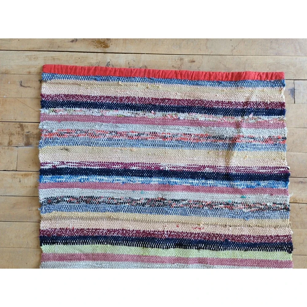 Antique Imported Swedish HandMade Rag Rug Runner (22.5 x 133 inches )‎